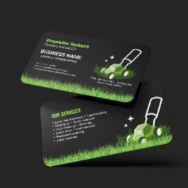 Cartão De Visita Professional Black Green Lawn Care & Landscaping