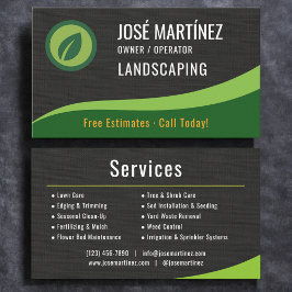 Cartão De Visita Professional Black Linen Landscaping Lawn Care