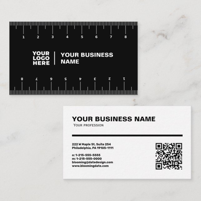 Cartão De Visita Professional Business Card with Ruler (cm) (Frente/Verso)