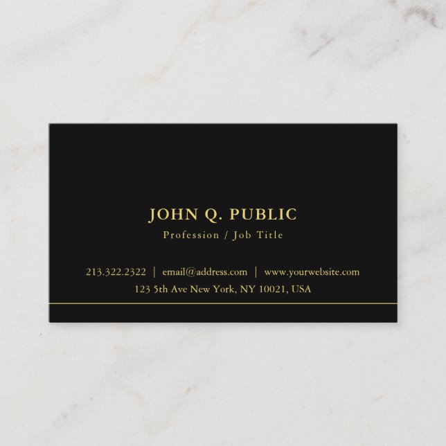 Cartão De Visita Professional Chic Simple Template Black And Gold (Frente)