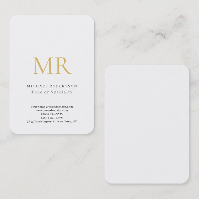 Cartão De Visita Professional Classical Monogram Minimalist Plain (Frente/Verso)