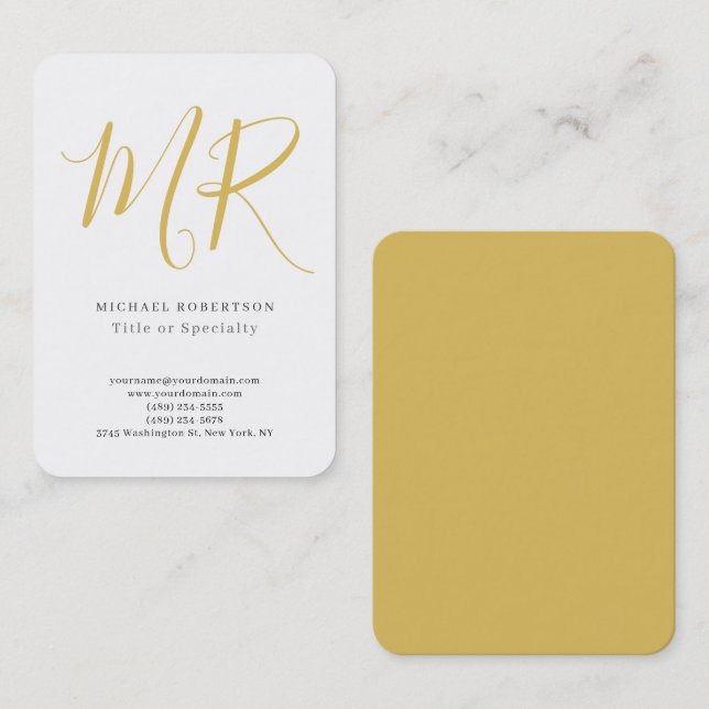 Cartão De Visita Professional Classical Monogram Minimalist Plain (Frente/Verso)