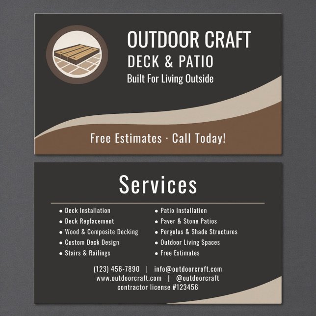 Cartão De Visita Professional Deck & Patio Installation Company (Criador carregado)