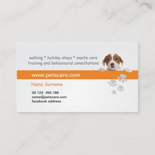 Cartão De Visita Professional Dog Trainer Business Card (Verso)