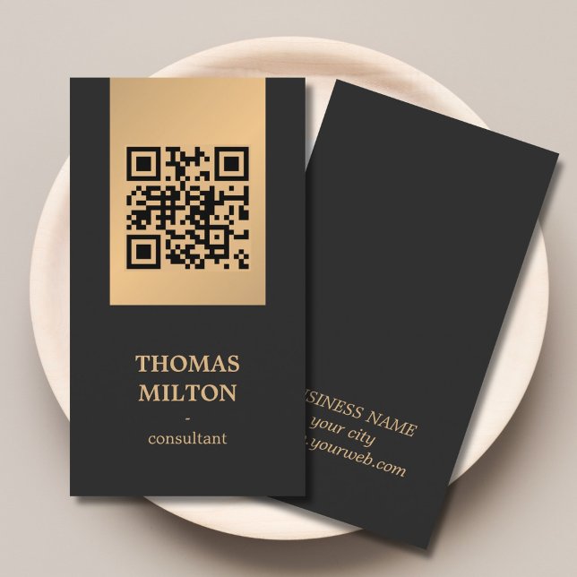 Cartão De Visita Professional Elegant Faux Golden Grey Consultant (Criador carregado)