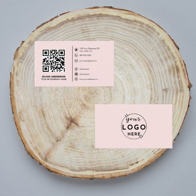 Cartão De Visita Professional Elegant Minimalist Modern Blush Pink (Criador carregado)