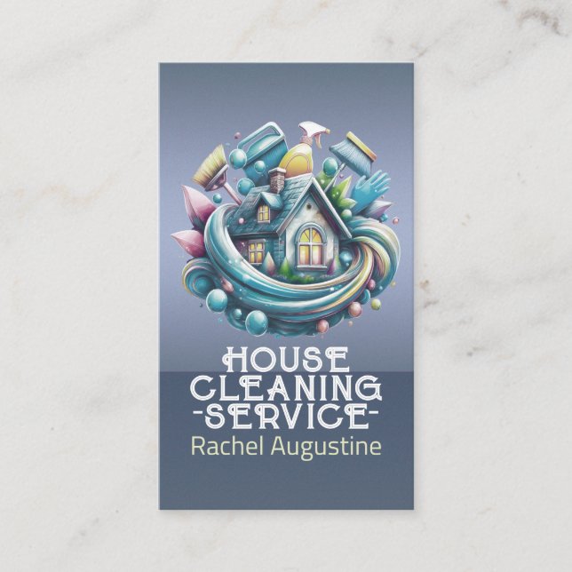 Cartão De Visita Professional House Cleaning Service Housekeeping (Frente)