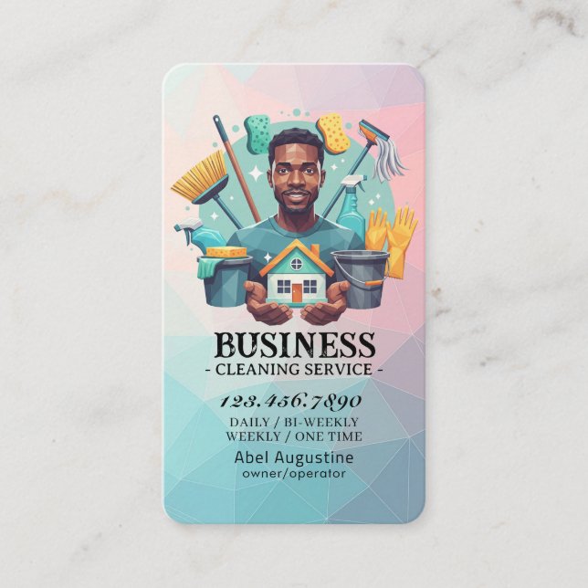 Cartão De Visita Professional House Cleaning Service Housekeeping (Frente)