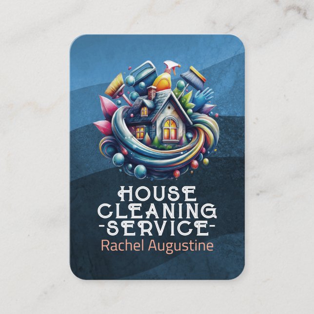 Cartão De Visita Professional House Cleaning Service Housekeeping (Frente)