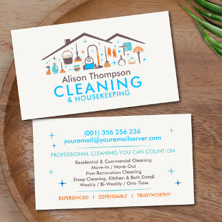 Cartão De Visita Professional House Cleaning Services Business Card