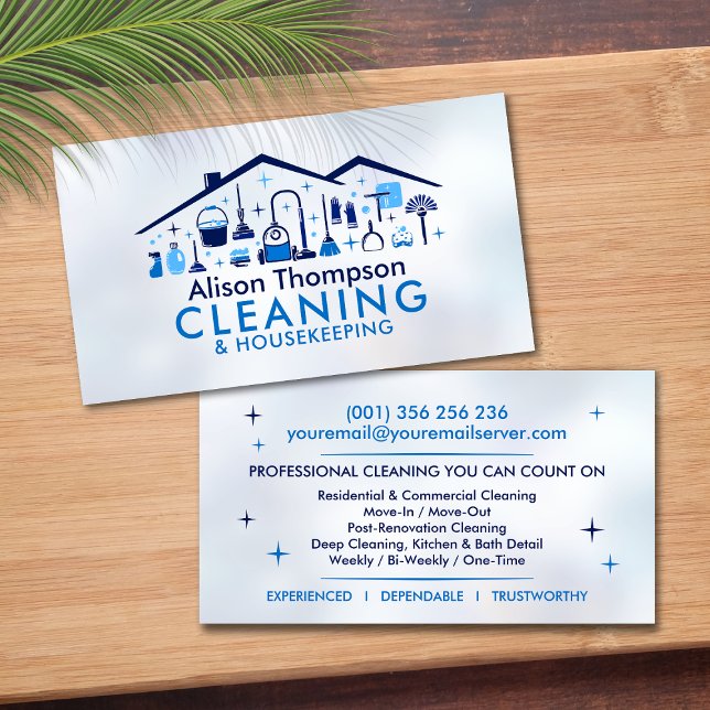 Cartão De Visita Professional House Cleaning Services Business Card (Criador carregado)