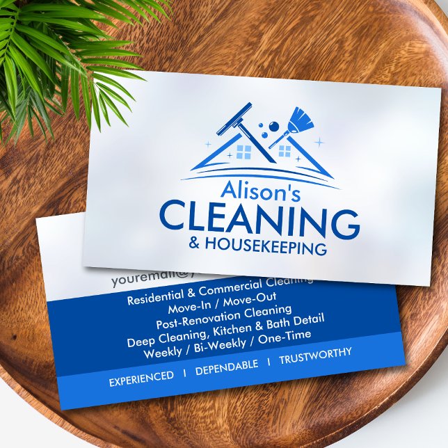 Cartão De Visita Professional House Cleaning Services Business Card (Criador carregado)