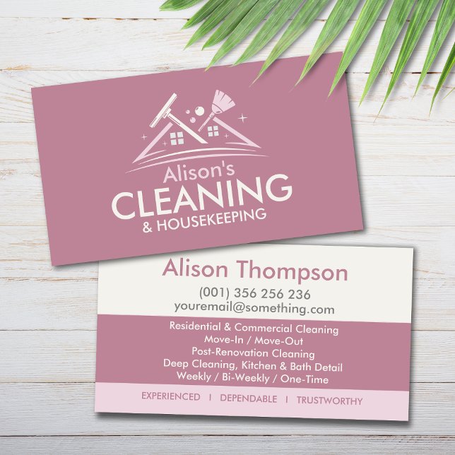 Cartão De Visita Professional House Cleaning Services Business Card (Criador carregado)
