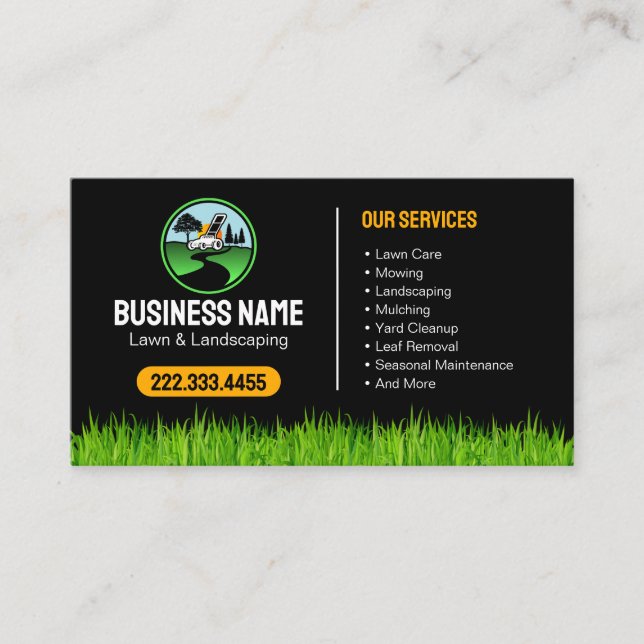 Cartão De Visita Professional Landscaping Grass Mowing Service (Frente)