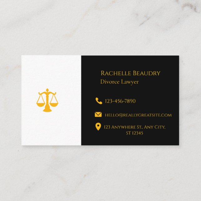 Cartão De Visita Professional Law & Justice Business Card  (Verso)