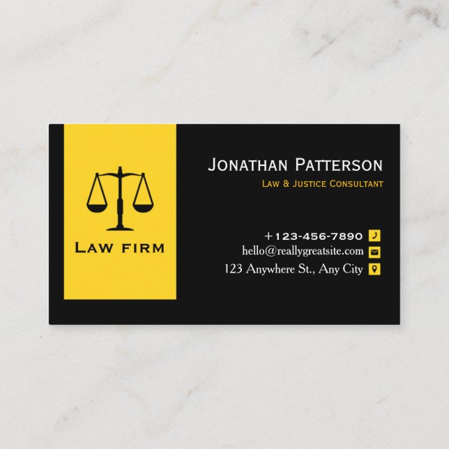 Cartão De Visita Professional Law & Justice Business Card |  (Verso)
