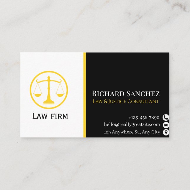 Cartão De Visita Professional Law & Justice Business Card (Verso)