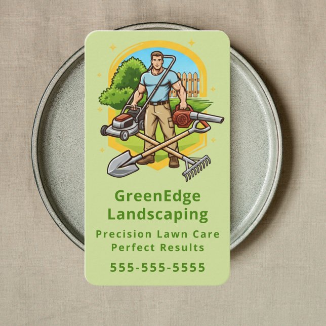 Cartão De Visita Professional Lawn Care Landscaping Groundskeeping (Criador carregado)