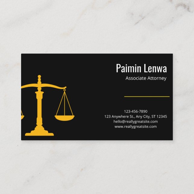 Cartão De Visita Professional Lawyer Business Card | Attorney  (Verso)