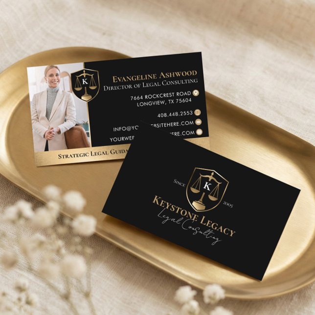 Cartão De Visita Professional Legal Consultant Luxury Black Gold (Professional Legal Consultant Luxury Black Gold Business Card)