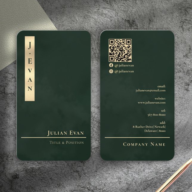 Cartão De Visita Professional Luxe Emerald Green Gold Business Card (Professional Luxe Emerald Green Gold Business Card)