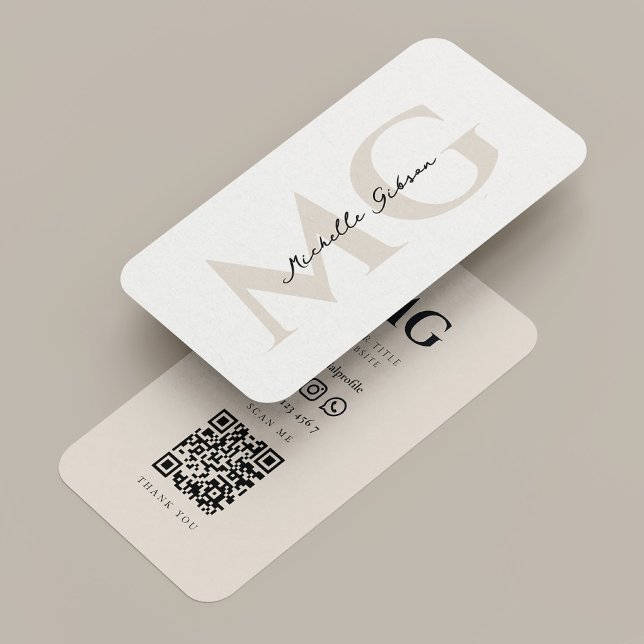Cartão De Visita Professional Minimal White Sand Initials (Professional Minimal White Sand Initials Business Card
)