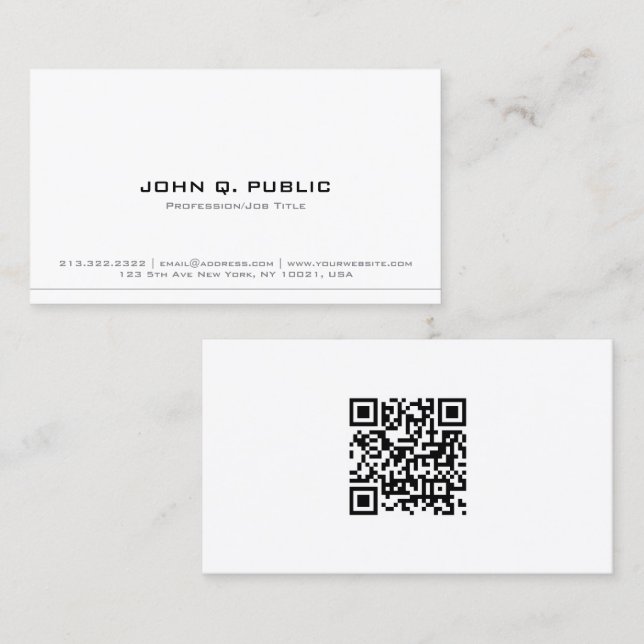 Cartão De Visita Professional Modern Elegant Sleek Template QR Code (Frente/Verso)
