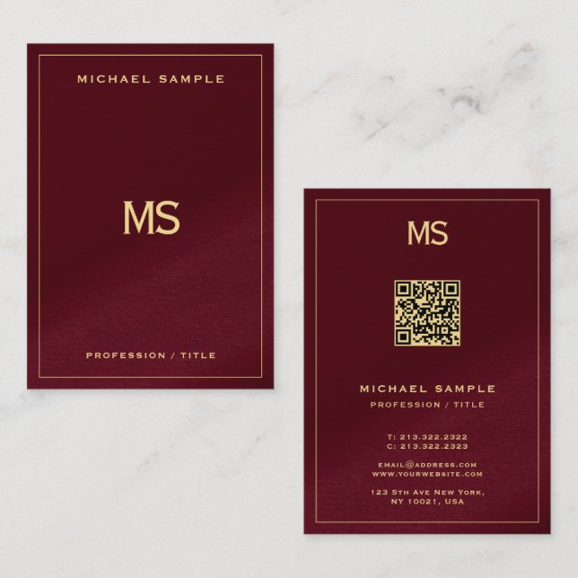 Cartão De Visita Professional Monogram QR Code Signature UV Matte (Frente/Verso)
