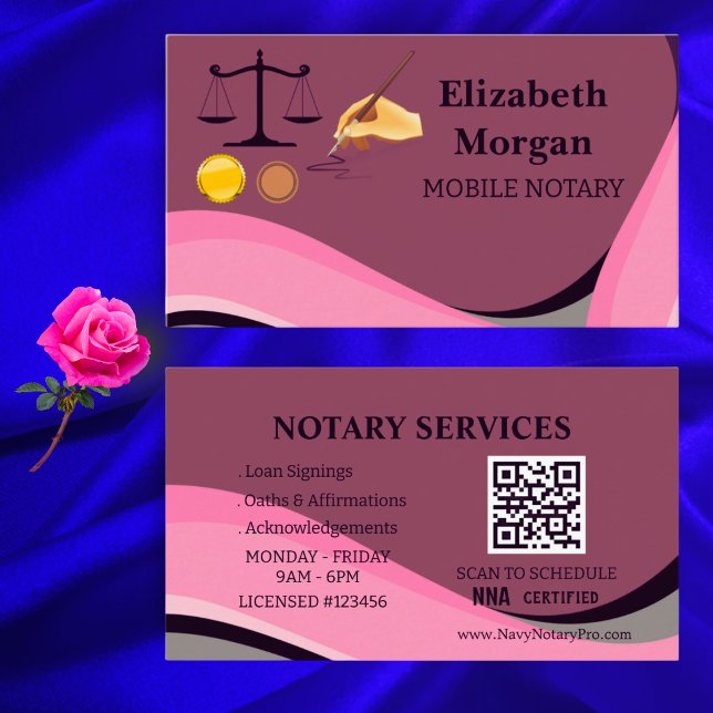 Cartão De Visita Professional Notary Public Business Card Template  (Criador carregado)