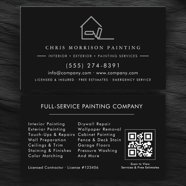 Cartão De Visita Professional Painting Service Contractor QR Code (Criador carregado)