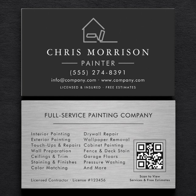 Cartão De Visita Professional Painting Service QR Code (Criador carregado)