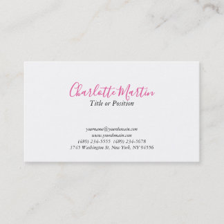 Cartão De Visita Professional Pink White Manager Consultant Chief