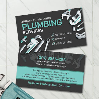 Cartão De Visita Professional Plumbing Services 