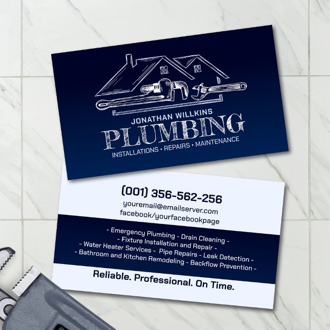 Cartão De Visita Professional Plumbing Services  (Criador carregado)