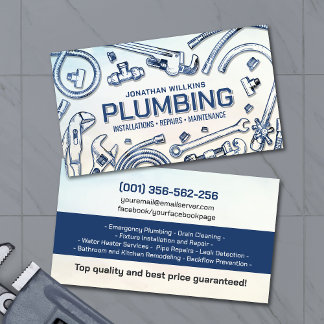 Cartão De Visita Professional Plumbing Services 