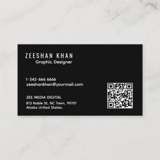 Cartão De Visita Professional QR Code Black Classic Business Card 