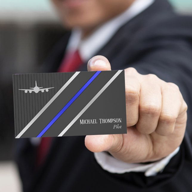 Cartão De Visita Professional QR Code Pilot Stylish Aviation (Criador carregado)
