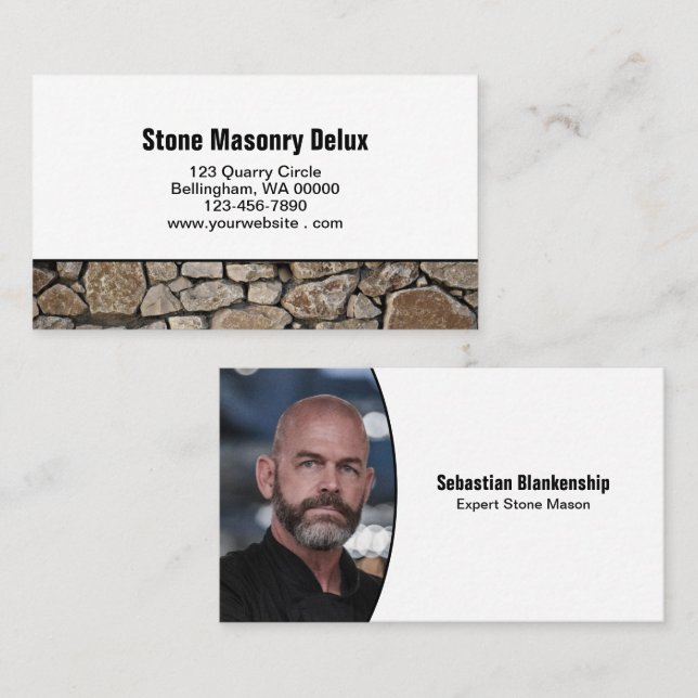 Cartão De Visita Professional Replaceable Photo Stone Wall Border (Frente/Verso)