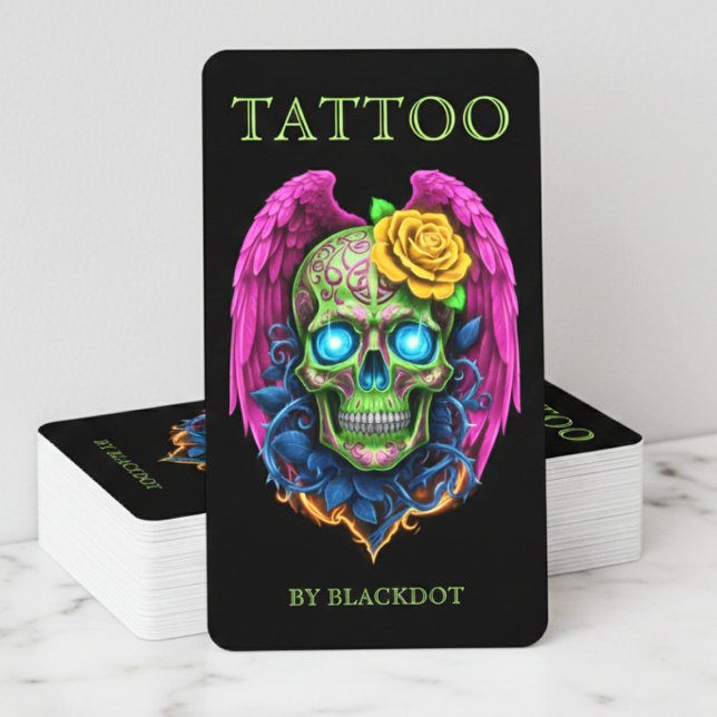 Cartão De Visita Professional Tattoo Artist Tattoo Studio Qr Code (Criador carregado)