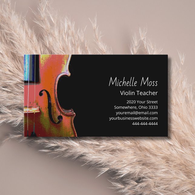 Cartão De Visita Professional Violin Teacher Musician Violinist  (Criador carregado)