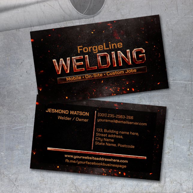 Cartão De Visita Professional Welding Services - Welder (Criador carregado)