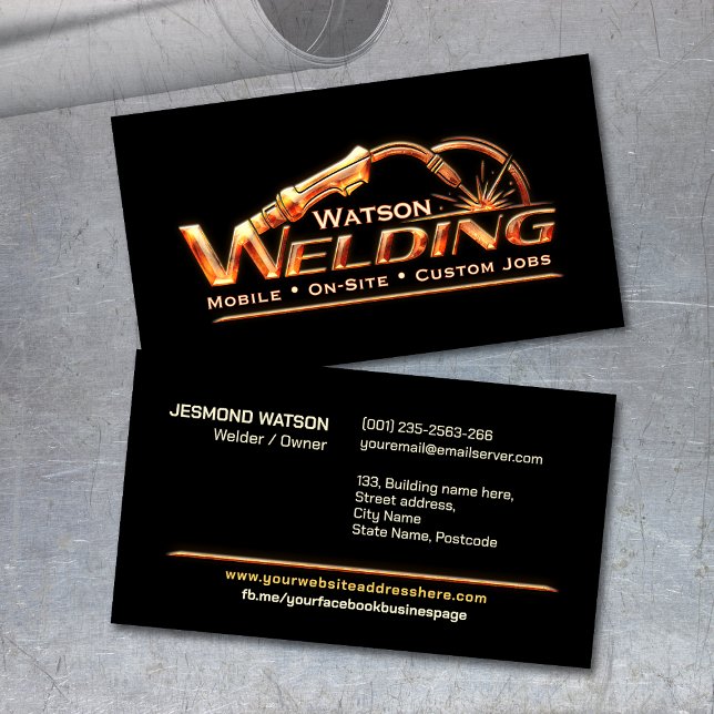 Cartão De Visita Professional Welding Services - Welder (Criador carregado)