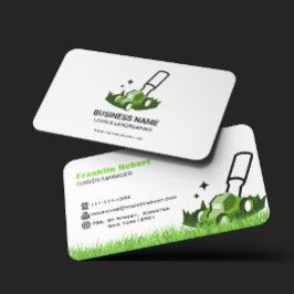 Cartão De Visita Professional White Green Lawn Care & Landscaping