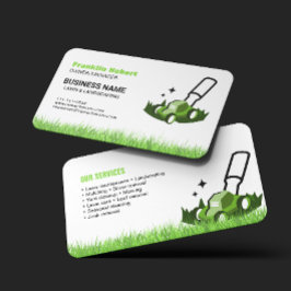 Cartão De Visita Professional White Green Lawn Care & Landscaping