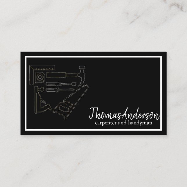 Cartão De Visita Professional Wood Grain Rustic Carpentry (Frente)