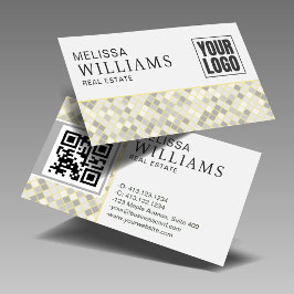 Cartão De Visita Professional Yellow & Gray QR Code Logo