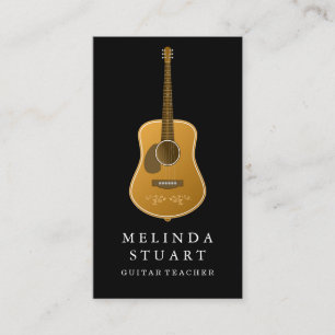 Cartão De Visita Professor chique minimalista moderno da guitarra