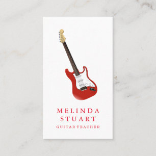 Cartão De Visita Professor chique minimalista moderno da guitarra
