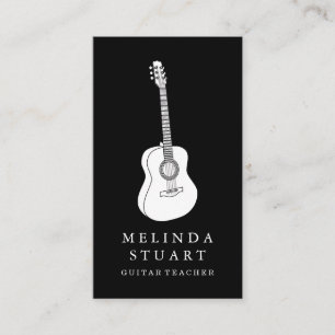 Cartão De Visita Professor chique minimalista moderno da guitarra