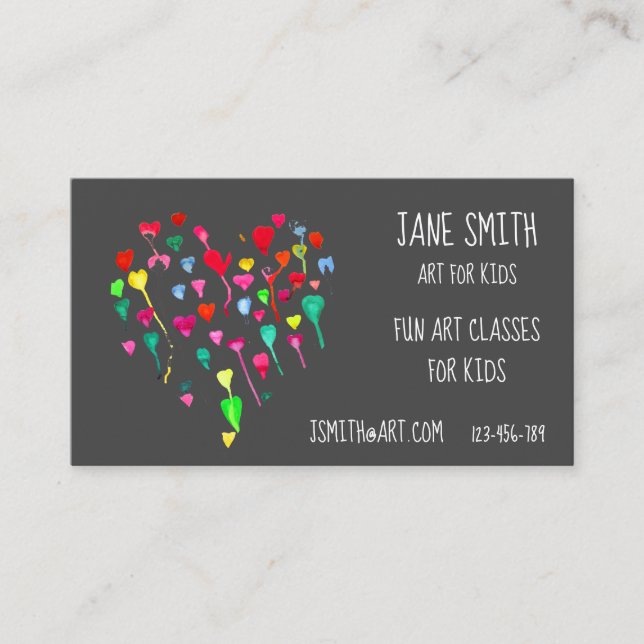 Cartão De Visita Professor de Arte Arte para Crianças (Frente)